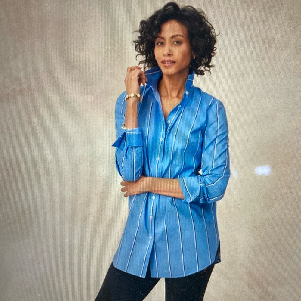 EUC striped blue striped Boyfriend shirt tunic